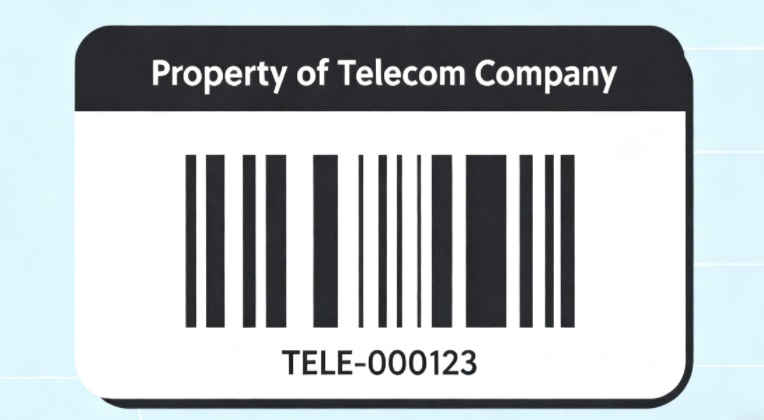 Barcode label for telecom asset